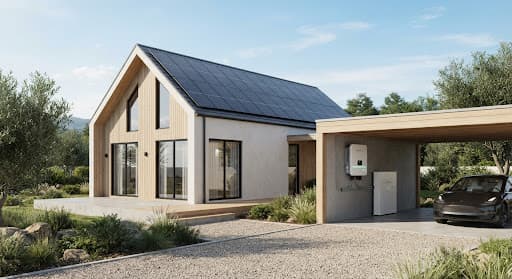 Casa com painéis solares
